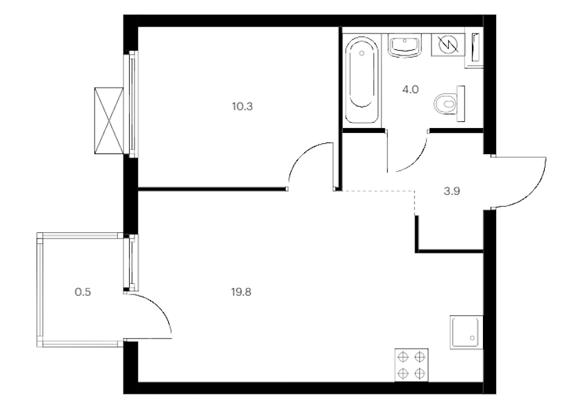 1-комнатная квартира 38.5 м², 9/11 эт., ЖК «Витебский парк»